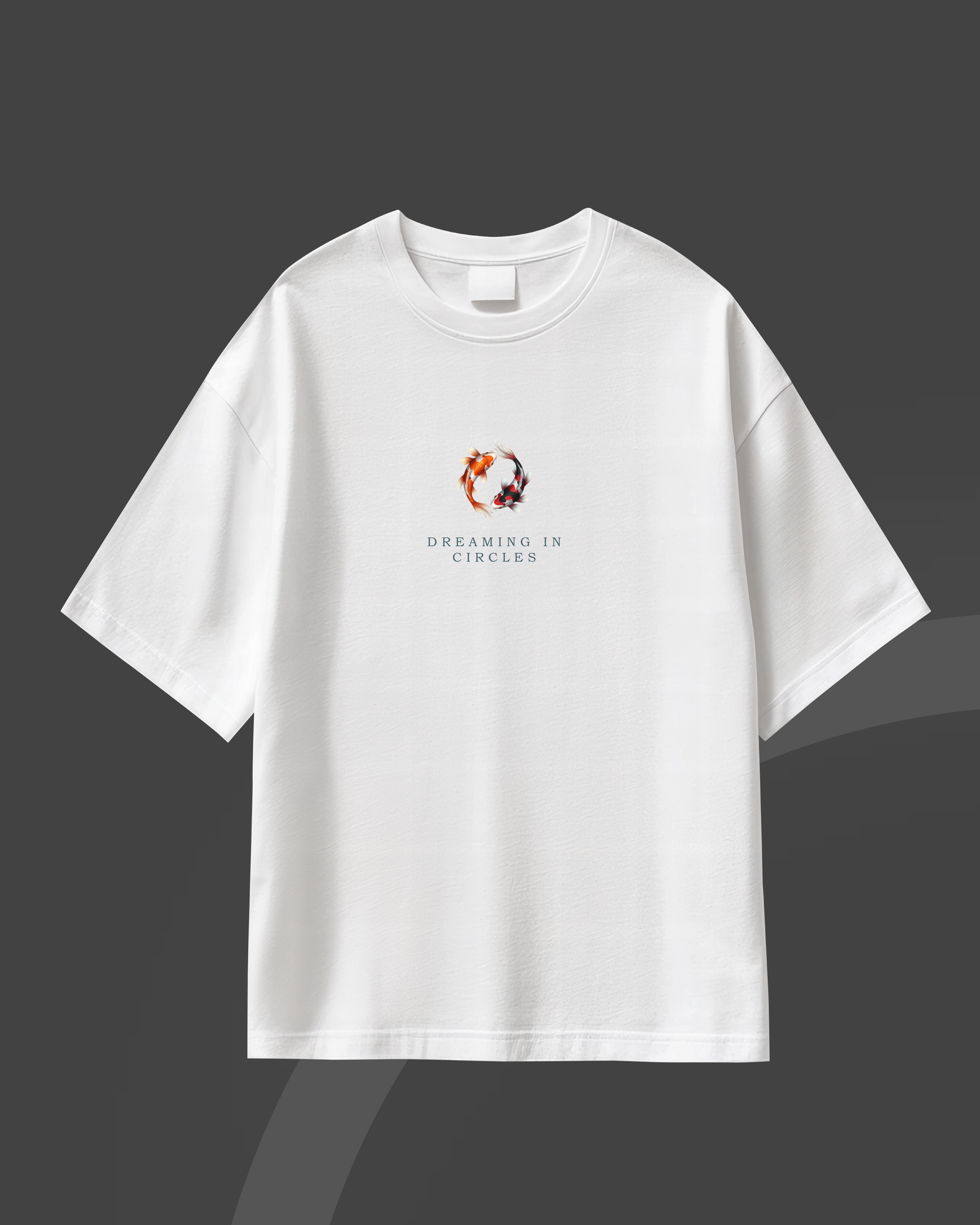 Dreaming In Circles- Koi Inspired White Oversized Tee