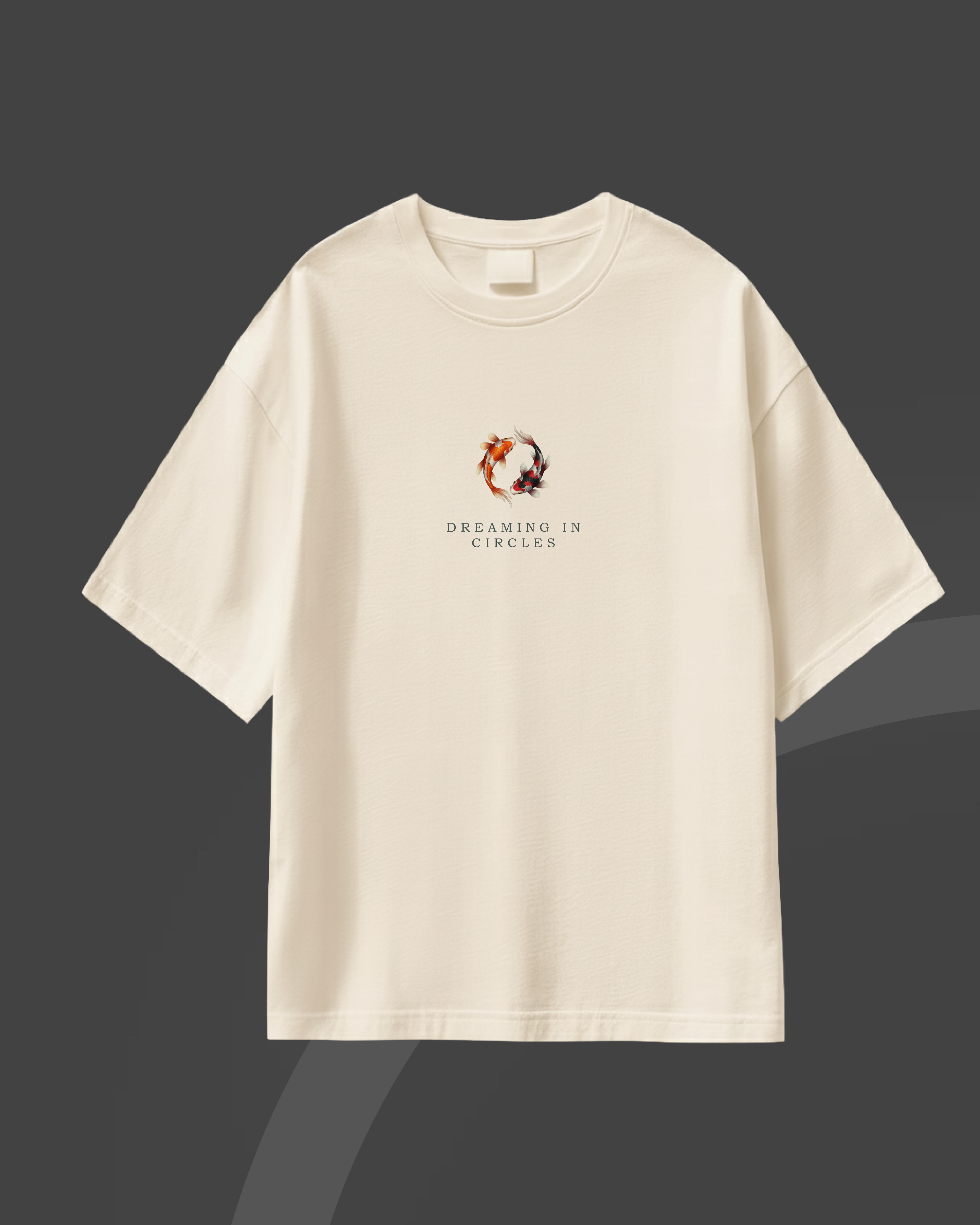 Dreaming In Circles- Koi Inspired White Oversized Tee