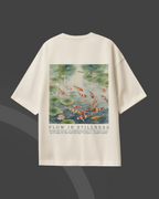 Dreaming In Circles- Koi Inspired White Oversized Tee