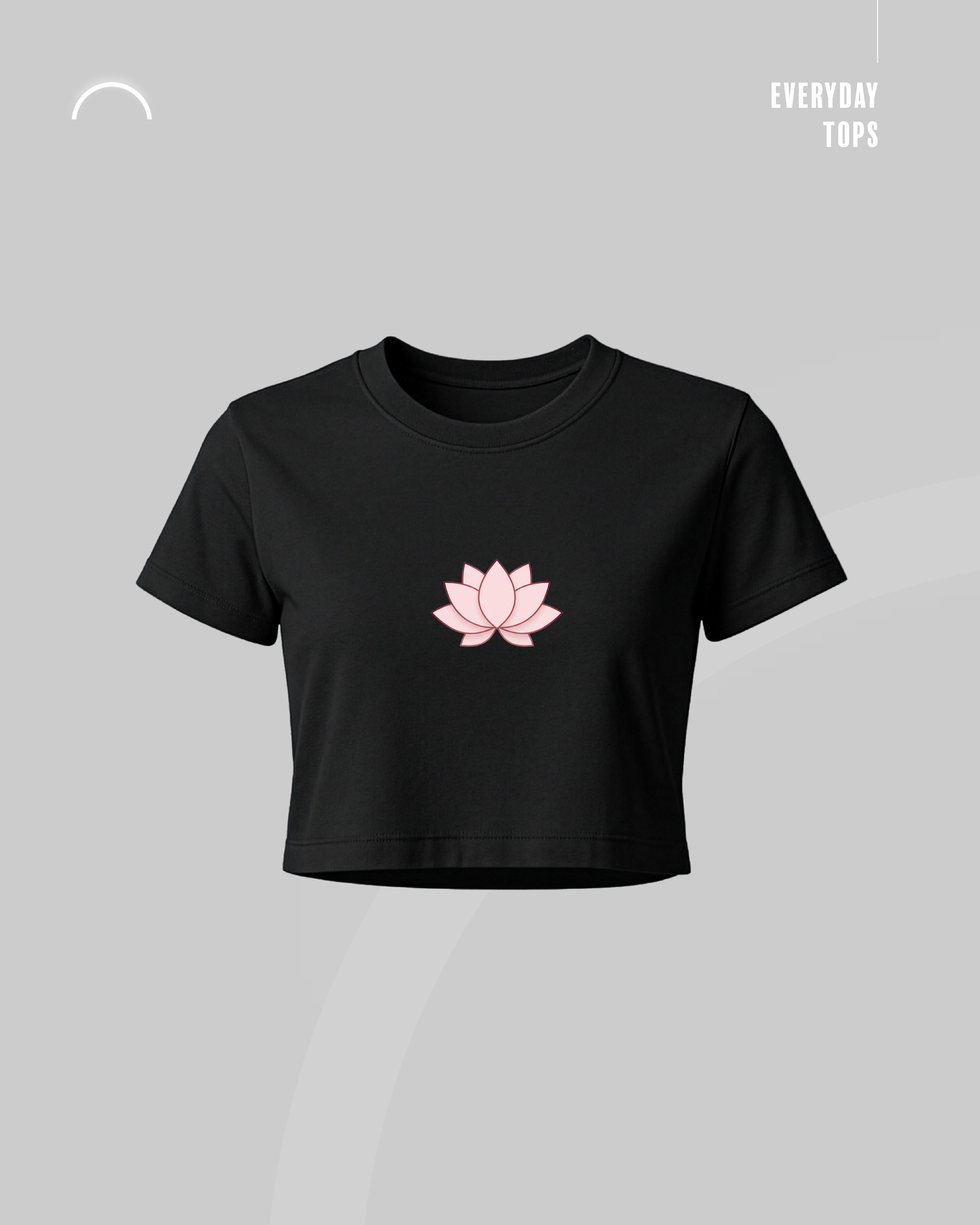 Pink Lotus- White Cropped Graphic Top